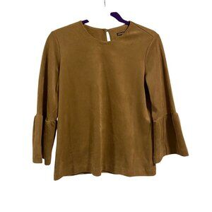 J. Mclaughlin Keaton Faux Suede Bell Sleeve Blouse‎ Size S